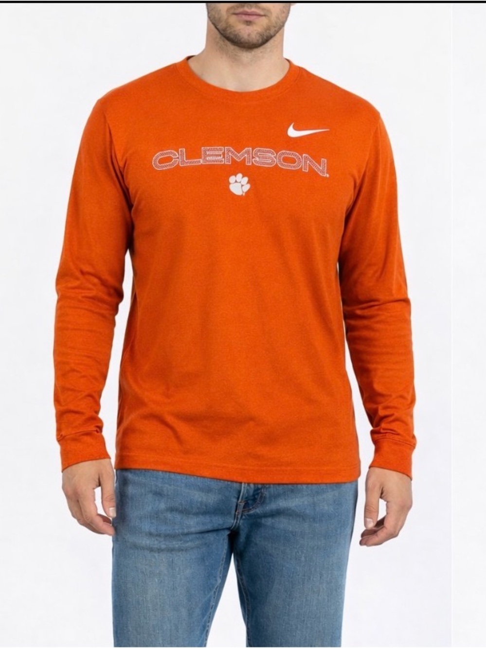 Nike Men's Orange Long-Sleeve Clemson Crewneck Shirt